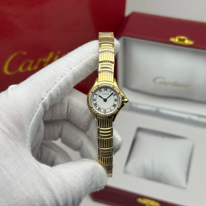 Cartier Panthère Style Diamond Watch 22MM – White Dial Gold Bracelet