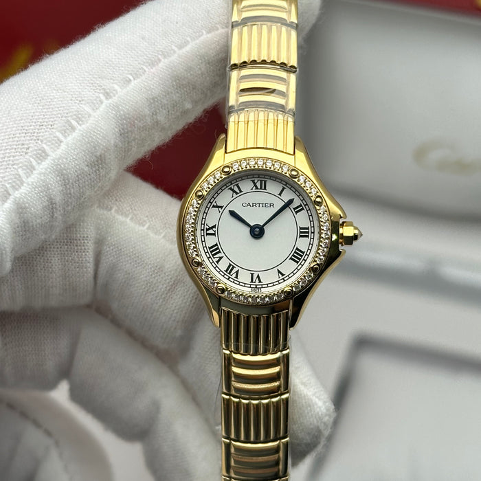 Cartier Panthère Style Diamond Watch 22MM – White Dial Gold Bracelet