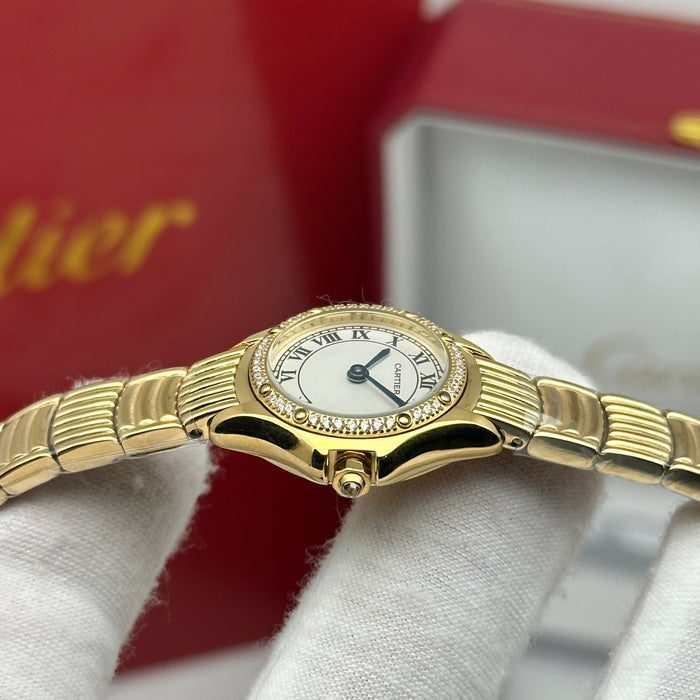 Cartier Panthère Style Diamond Watch 22MM – White Dial Gold Bracelet