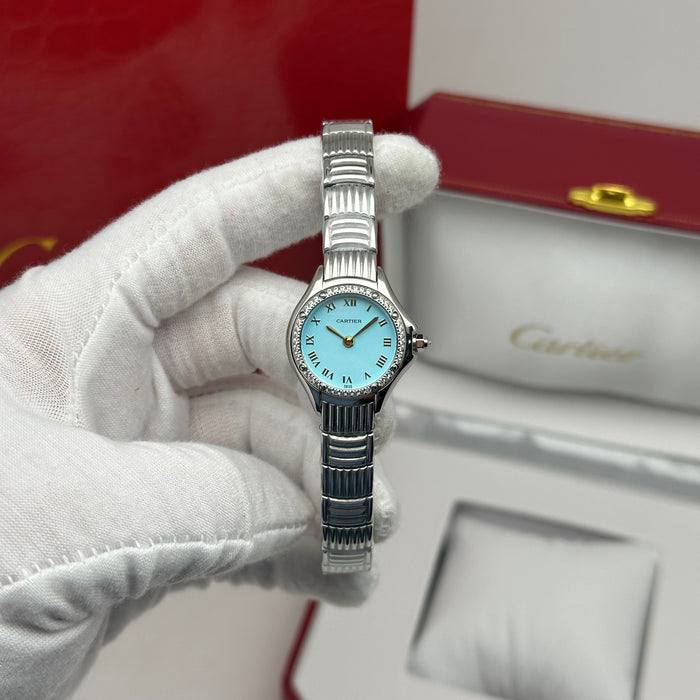 Cartier Panthère Style Diamond Watch 22MM – Ice Blue Dial Silver Bracelet