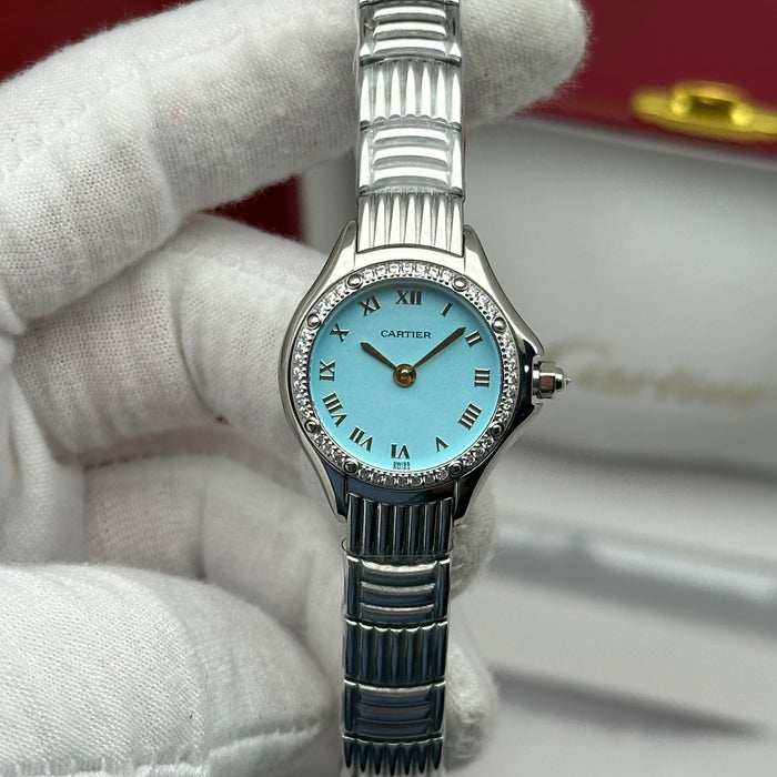 Cartier Panthère Style Diamond Watch 22MM – Ice Blue Dial Silver Bracelet