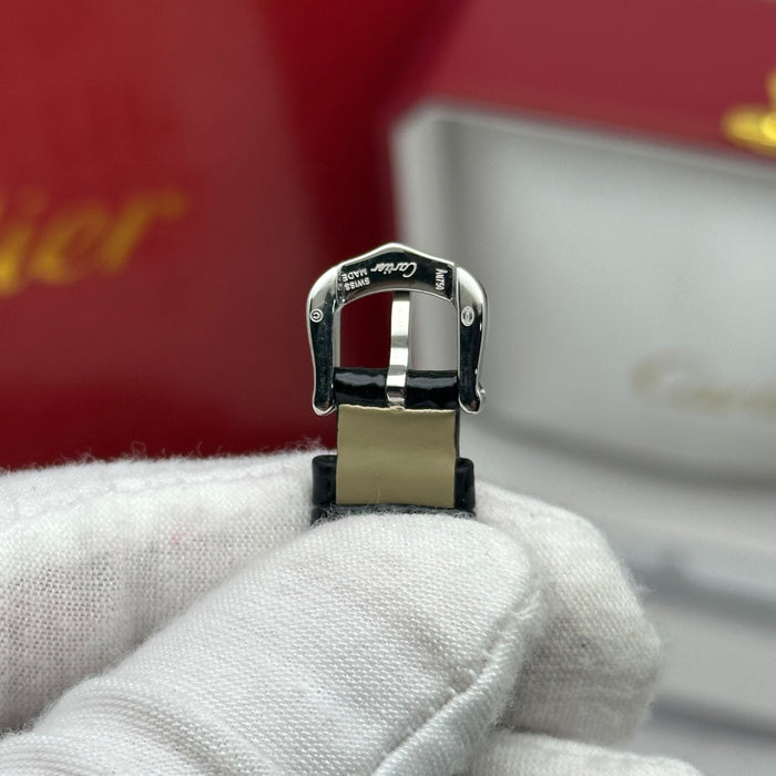 Cartier Baignoire Diamond Oval Watch 24MM – Black Leather Strap