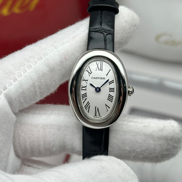 Cartier Baignoire Style Mini Silver 24MM – Black Strap Edition