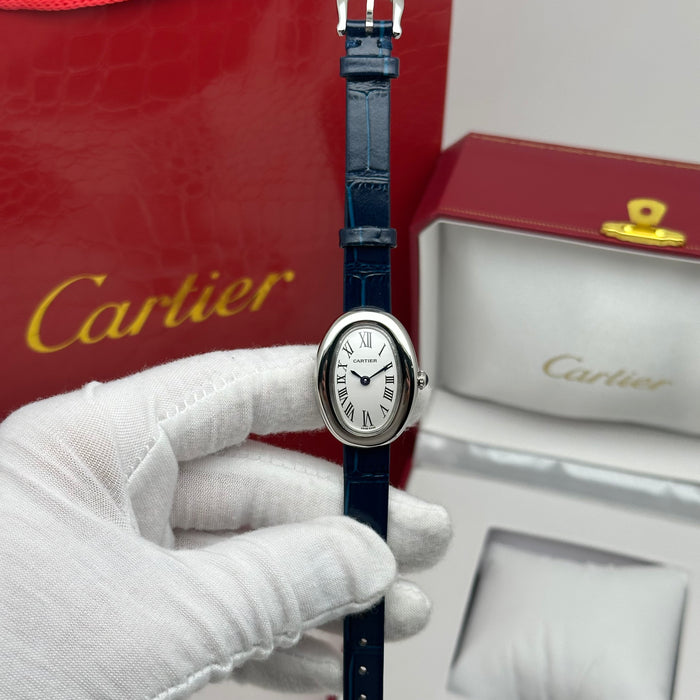 Cartier Baignoire Style Mini Silver 24MM – Blue Strap Edition