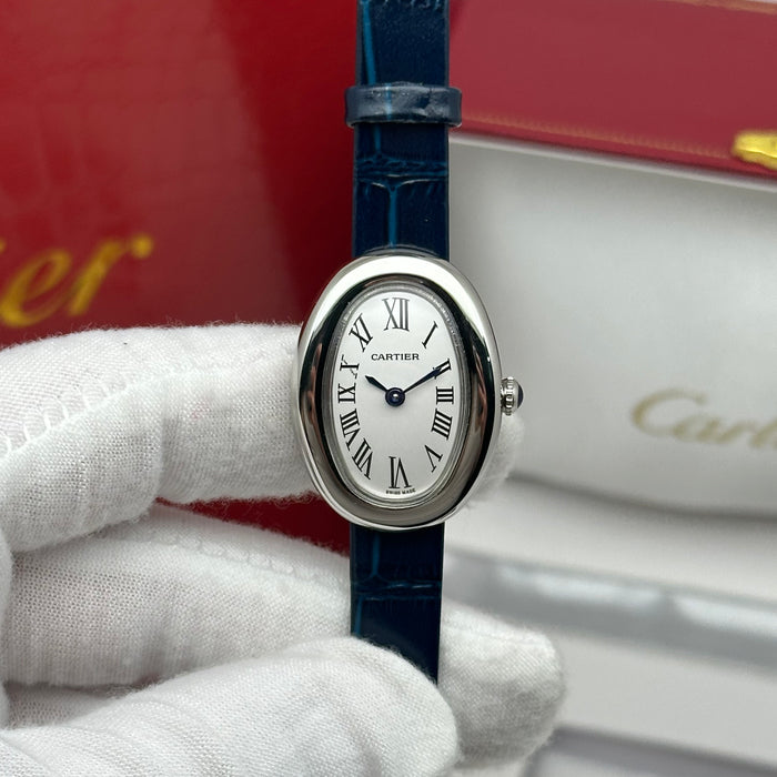 Cartier Baignoire Style Mini Silver 24MM – Blue Strap Edition