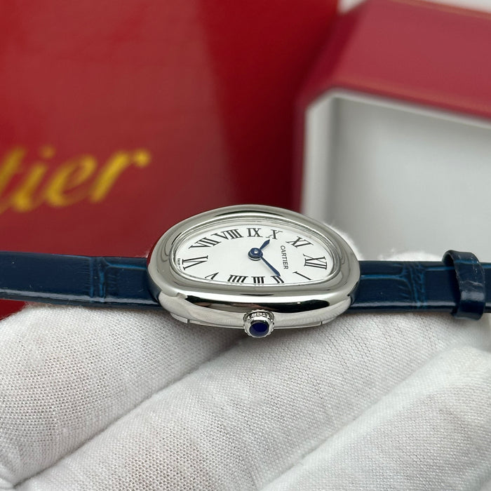 Cartier Baignoire Style Mini Silver 24MM – Blue Strap Edition