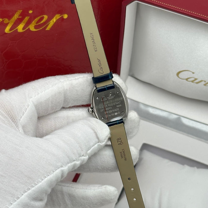 Cartier Baignoire Style Mini Silver 24MM – Blue Strap Edition