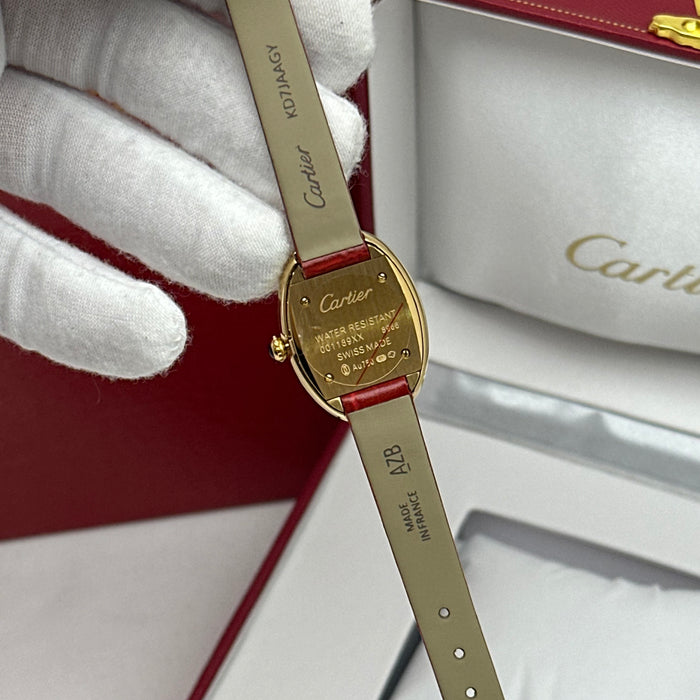 Cartier Baignoire Style Mini Gold 24MM – Red Strap Edition