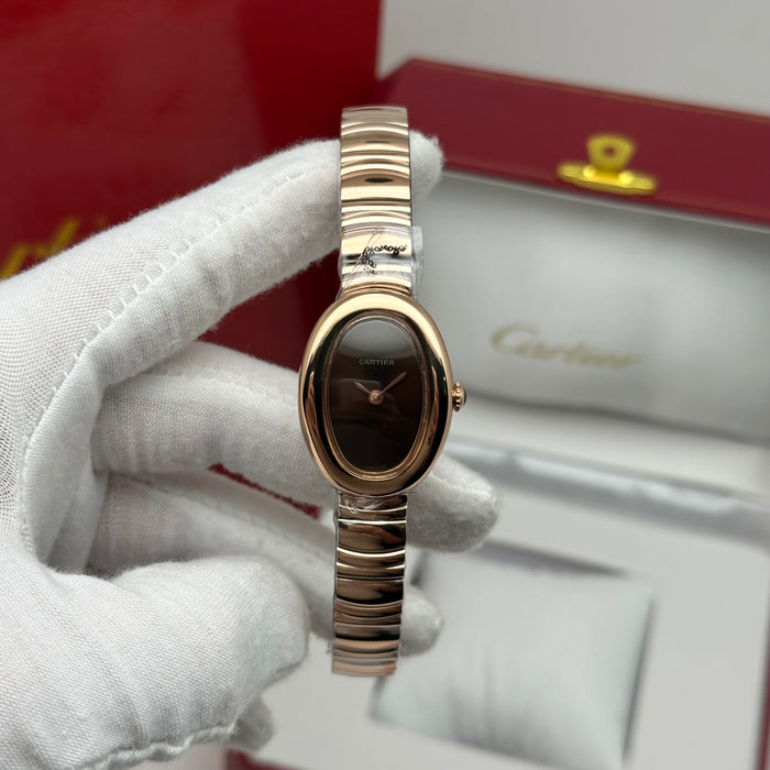 Cartier Baignoire Style Rose Gold Watch 22MM – Brown Dial Bracelet