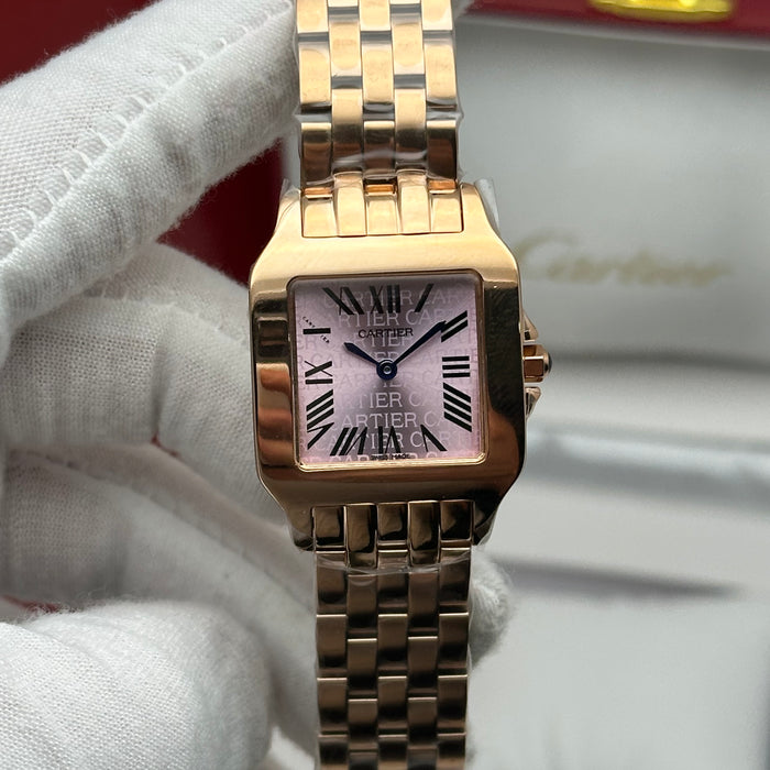 Cartier Santos Style Rose Gold Watch 27MM – Pink Dial Bracelet