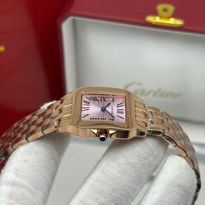 Cartier Santos Style Rose Gold Watch 27MM – Pink Dial Bracelet