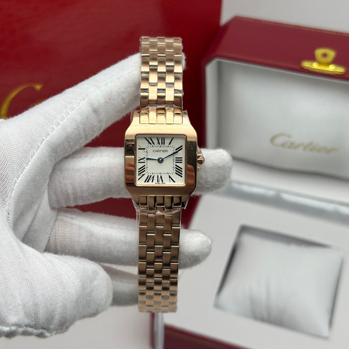 Cartier Santos Style Rose Gold Watch – White Dial Bracelet