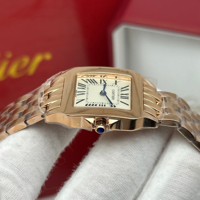 Cartier Santos Style Rose Gold Watch – White Dial Bracelet