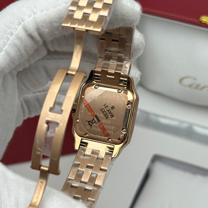 Cartier Santos Style Rose Gold Watch – White Dial Bracelet