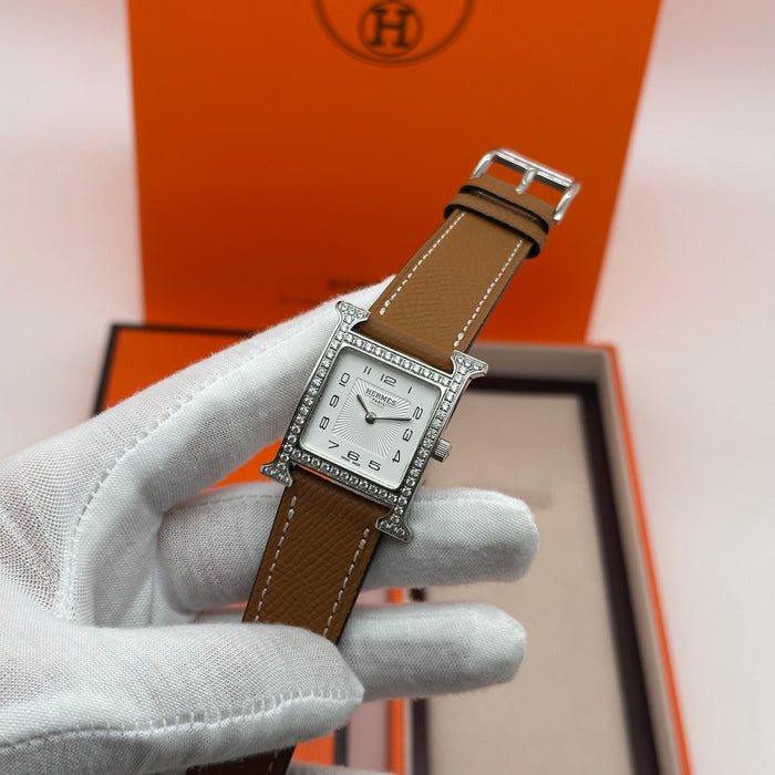 Hermes Heure H Stess With Tan Leather Strap Watch