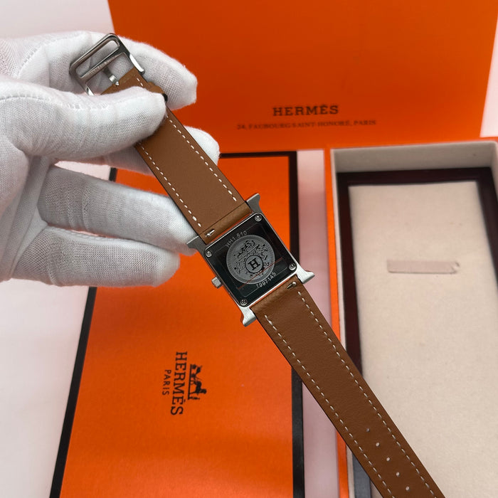 Hermes Heure H Stess With Tan Leather Strap Watch