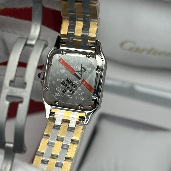 Cartier Santos Style Diamond Watch 27MM – Green Dial Two-Tone Bracelet
