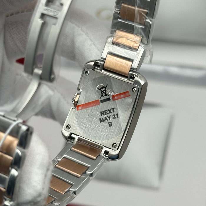Cartier Tank Style Diamond Watch 27MM – Silver Dial Two-Tone Bracelet