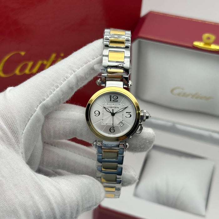 Cartier Pasha Two-Tone Automatic Watch 33MM – Silver Dial