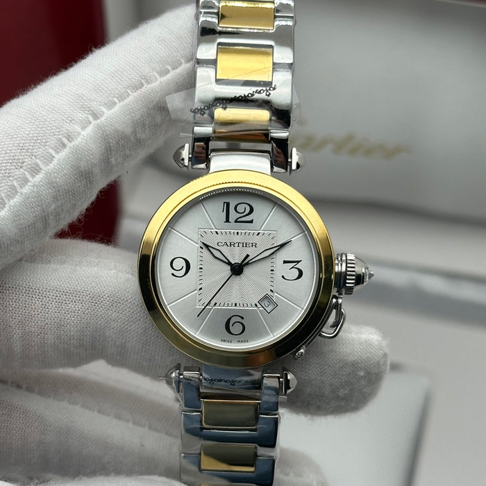 Cartier Pasha Two-Tone Automatic Watch 33MM – Silver Dial