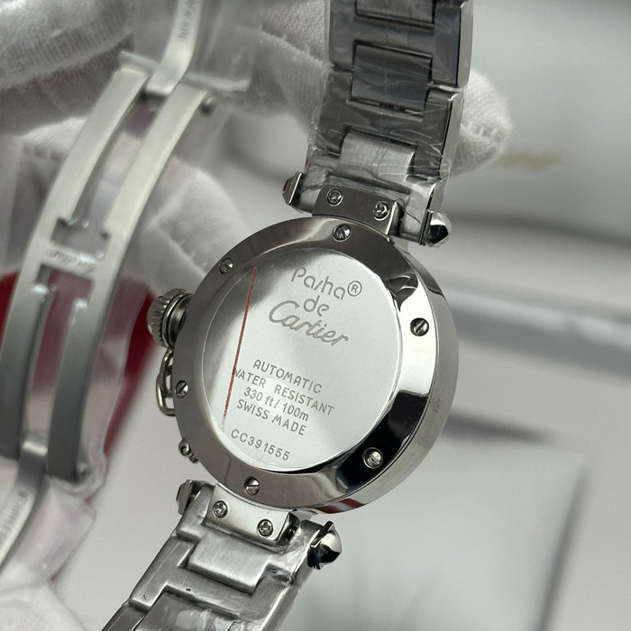 Cartier Pasha Diamond Watch 33MM – Stainless Steel Full Set