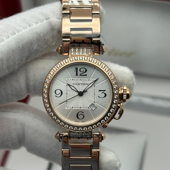 Cartier Pasha Diamond Watch 33MM – Rose Gold Edition