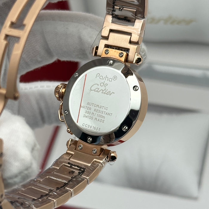 Cartier Pasha Diamond Watch 33MM – Rose Gold Edition