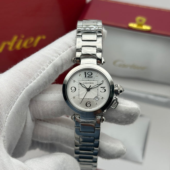 Cartier Pasha Classic Watch 33MM – Stainless Steel Edition