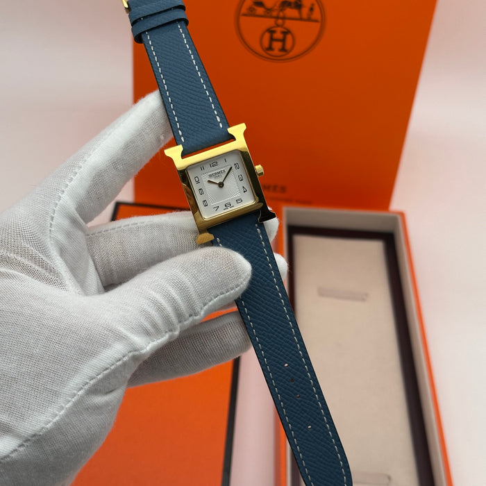 Hermes Heure H Gold With Blue Strap Watch