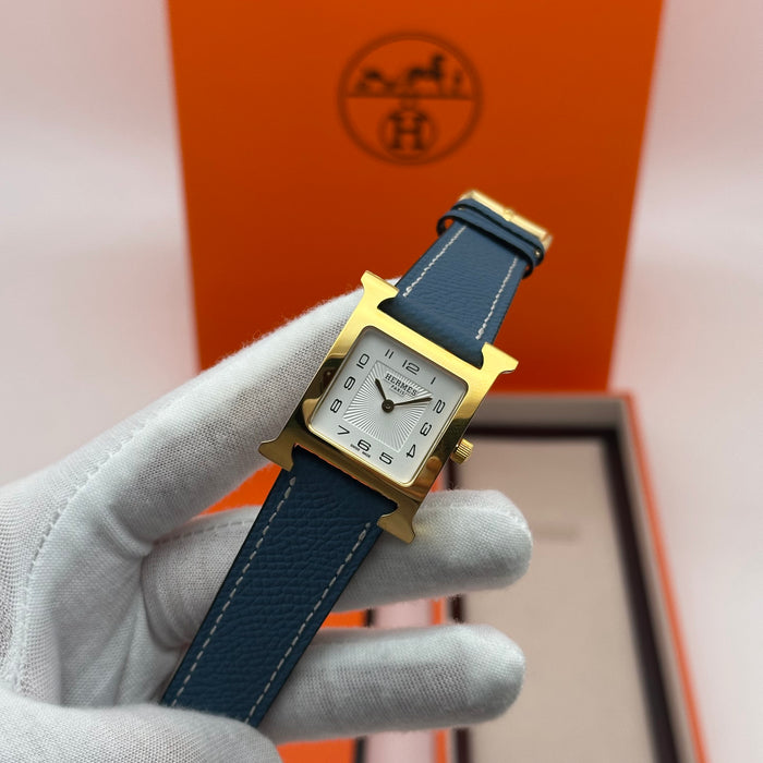 Hermes Heure H Gold With Blue Strap Watch