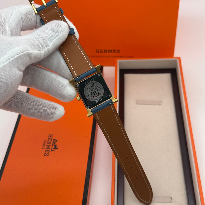 Hermes Heure H Gold With Blue Strap Watch