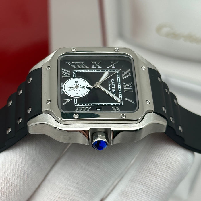 Cartier Santos Black Dial Automatic 40MM – Rubber Strap Edition