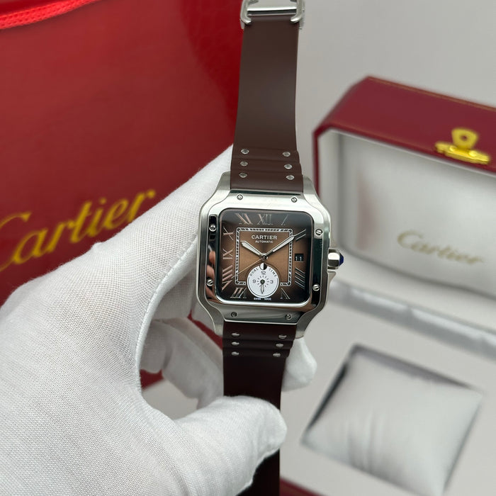 Cartier Santos Brown Dial Automatic 40MM – Rubber Strap Edition