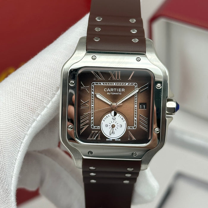 Cartier Santos Brown Dial Automatic 40MM – Rubber Strap Edition
