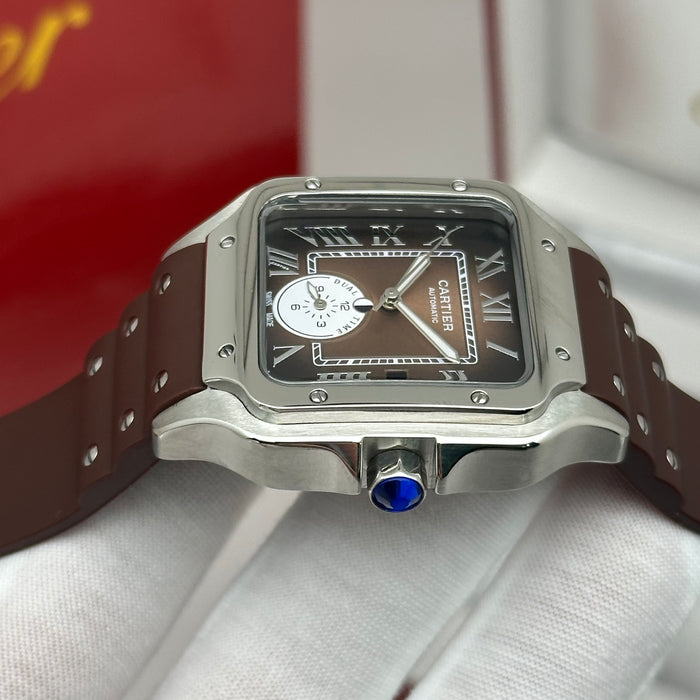 Cartier Santos Brown Dial Automatic 40MM – Rubber Strap Edition