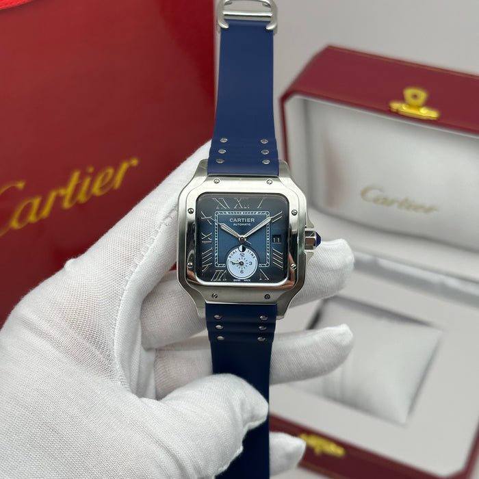 Cartier Santos Blue Dial Automatic 40MM – Rubber Strap Edition