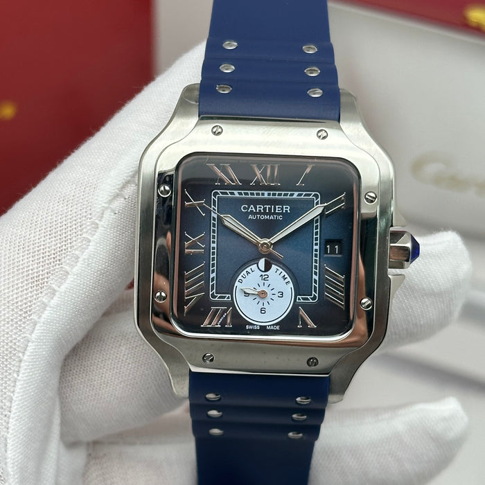 Cartier Santos Blue Dial Automatic 40MM – Rubber Strap Edition