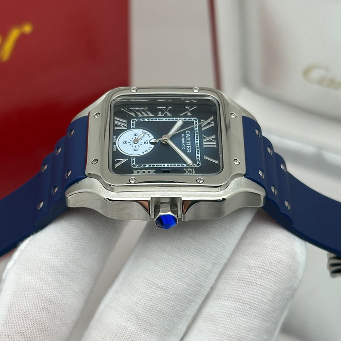 Cartier Santos Blue Dial Automatic 40MM – Rubber Strap Edition