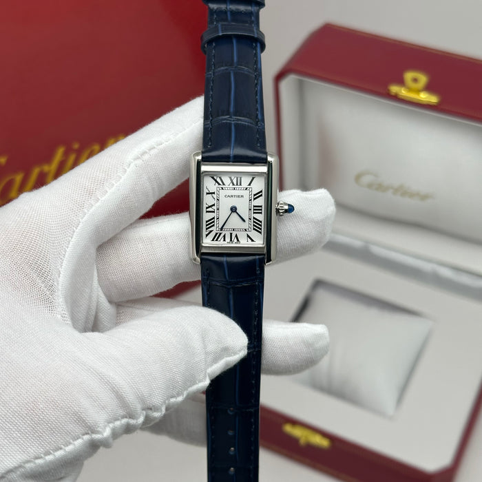 Cartier Tank Classic White Dial 22MM – Blue Leather Strap