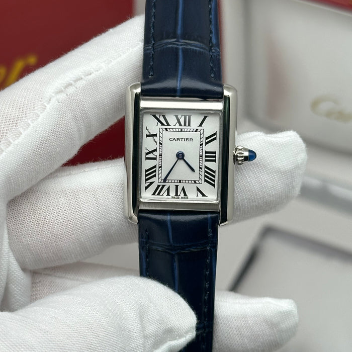 Cartier Tank Classic White Dial 22MM – Blue Leather Strap