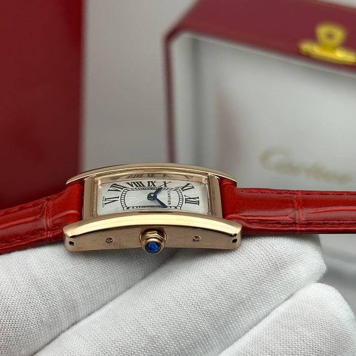 Cartier Tank 24MM - Mini Rose Gold – Red-Navy-Brown Leather Strap