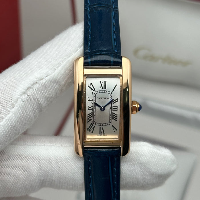 Cartier Tank 24MM - Mini Rose Gold – Red-Navy-Brown Leather Strap