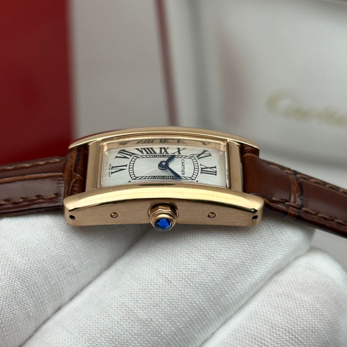 Cartier Tank 24MM - Mini Rose Gold – Red-Navy-Brown Leather Strap