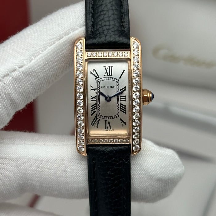 Cartier Tank Mini Diamond Rose Gold 24MM – Multi Colors Leather Edition