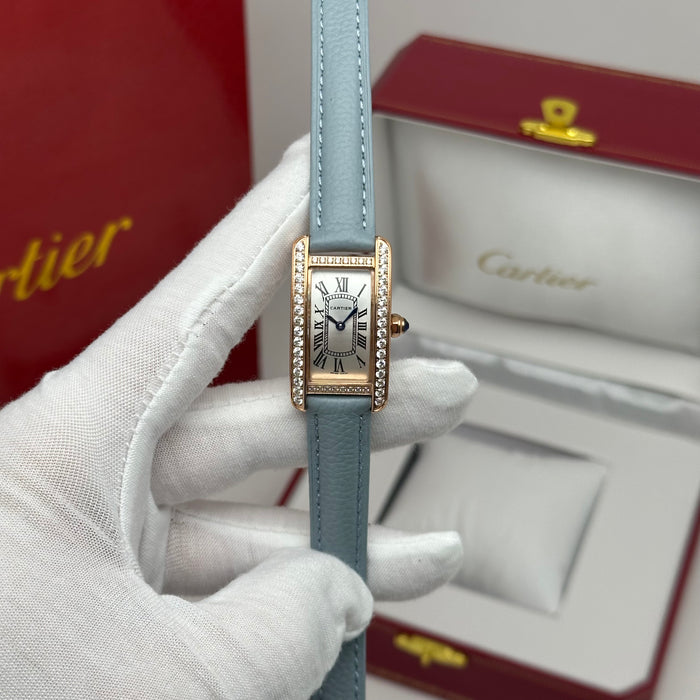 Cartier Tank Mini Diamond Rose Gold 24MM – Multi Colors Leather Edition