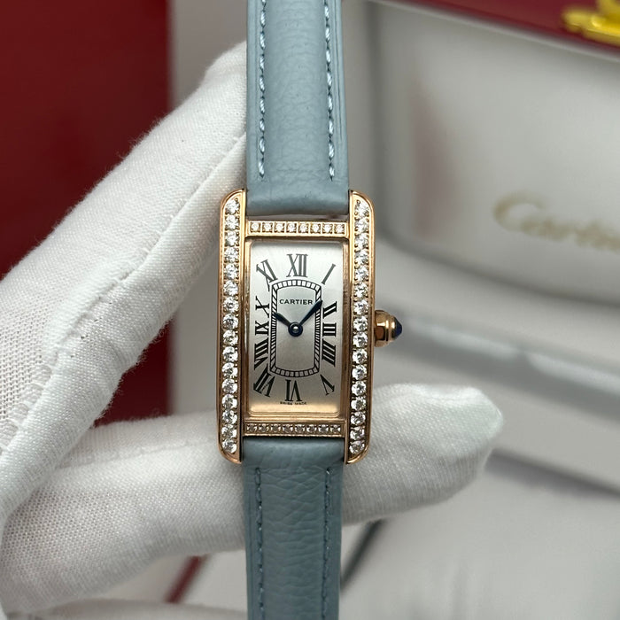 Cartier Tank Mini Diamond Rose Gold 24MM – Multi Colors Leather Edition