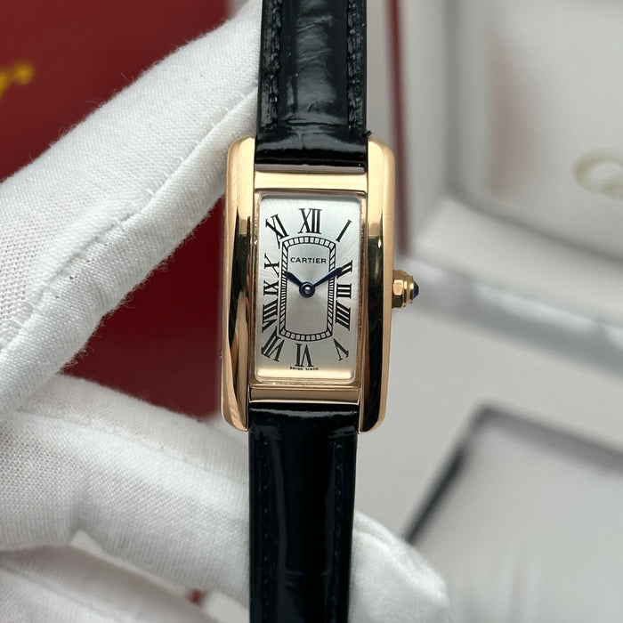 Cartier Tank 24MM - Mini Rose Gold – Red-Navy-Brown Leather Strap