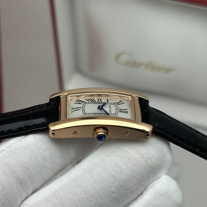 Cartier Tank 24MM - Mini Rose Gold – Red-Navy-Brown Leather Strap