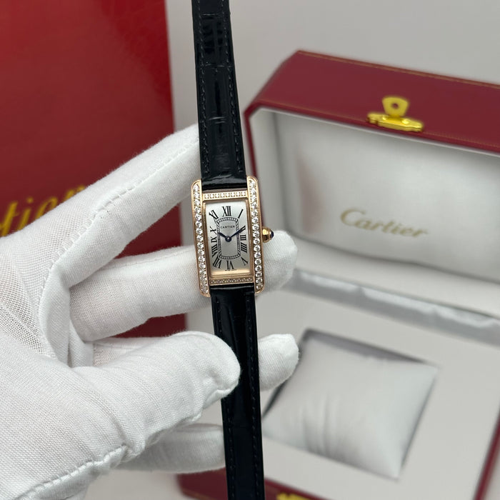 Cartier Tank Mini Diamond Rose Gold 24MM – Multicolor Leather Edition