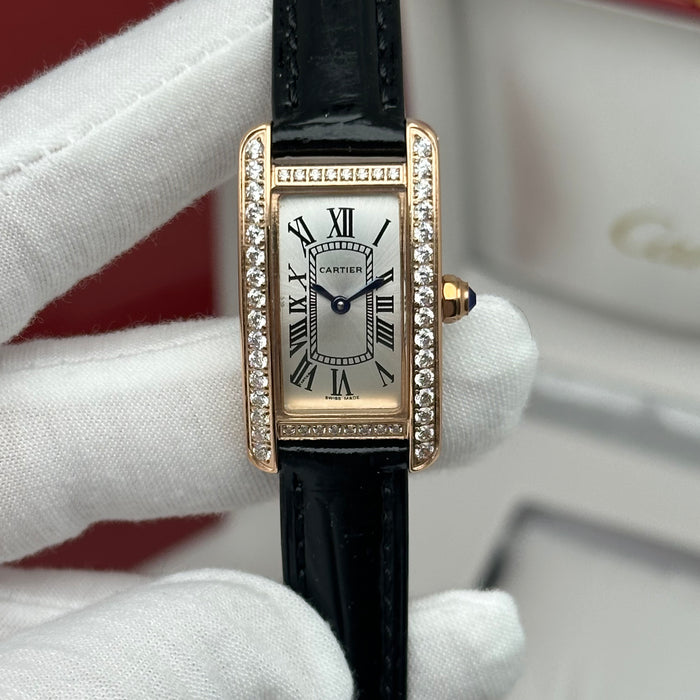 Cartier Tank Mini Diamond Rose Gold 24MM – Multicolor Leather Edition